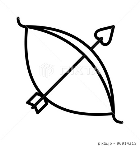 Cupid bow and an arrow with a heart. Pictogram isolated on a white background. Cupid bow and an arrow with a heart. Pictogram isolated on a white background. 96914215