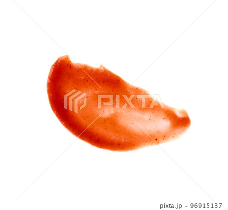 Tasty tomato sauce isolated on white, top view 96915137
