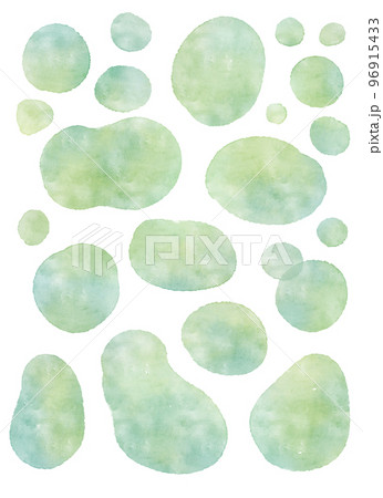 グリーンの水彩画の歪んだ丸い背景セット 96915433