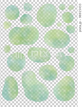 グリーンの水彩画の歪んだ丸い背景セット 96915433