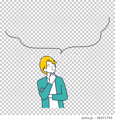 悩む男性と吹き出しのイラスト素材 悩む男性と吹き出しのイラスト素材 96915799