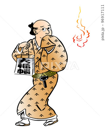 江戸時代の番頭,夜道 カラー 江戸時代の番頭,夜道 カラー 96917111