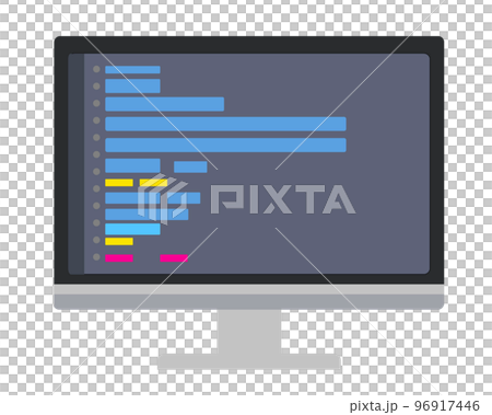 パソコンのコーディング画面。プログラミング 96917446