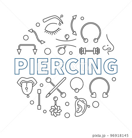 Piercing vector round illustration made with piercings icons 96918145