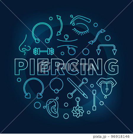 Piercing blue vector round illustration on dark background 96918146