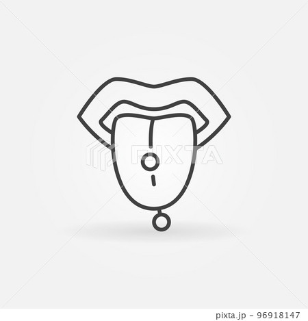 Tongue piercing line icon - vector pierced tongue symbol 96918147