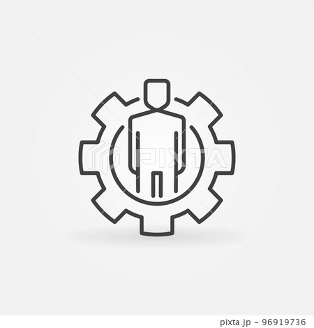 Man in gear outline icon Man in gear outline icon 96919736