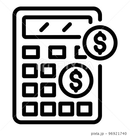 Allowance money calculator icon. Outline allowance money calculator vector icon for web design isolated on white background 96921740