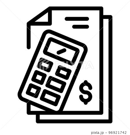 Pension money calculator icon. Outline pension money calculator vector icon for web design isolated on white background 96921742