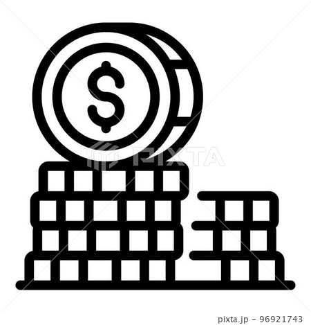 Coin stack fund icon. Outline coin stack fund vector icon for web design isolated on white background Coin stack fund icon. Outline coin stack fund vector icon for web design isolated on white background 96921743