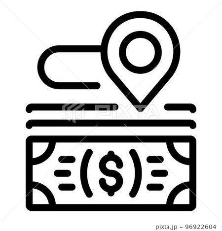 Money location icon. Outline money location vector icon for web design isolated on white background 96922604