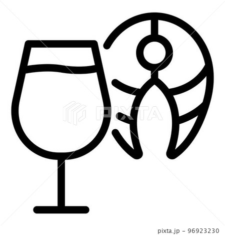 Wine and fish icon. Outline wine and fish vector icon for web design isolated on white background Wine and fish icon. Outline wine and fish vector icon for web design isolated on white background 96923230