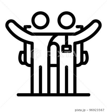 Friends hitchhiking icon. Outline friends hitchhiking vector icon for web design isolated on white background Friends hitchhiking icon. Outline friends hitchhiking vector icon for web design isolated on white background 96923567