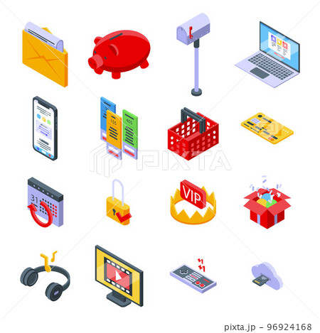 Subscription icons set. Isometric set of subscription vector icons for web design isolated on white background 96924168