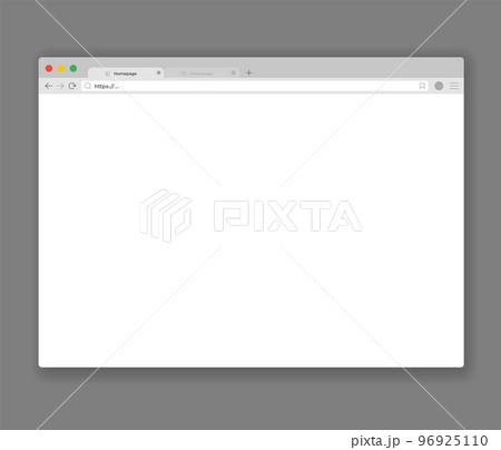 Browser mockup. Web window screen. Internet empty page concept with shadow. Modern window design isolated on gray background 96925110