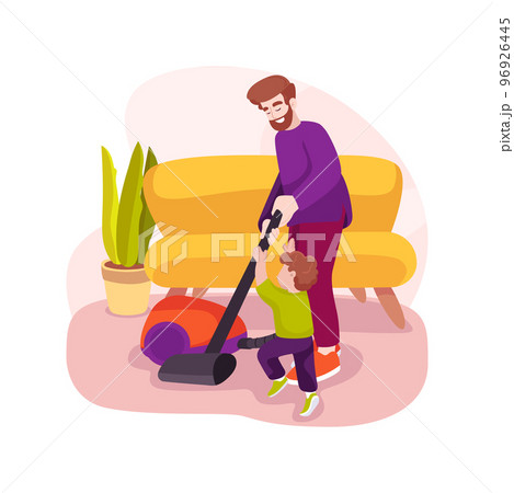 Teach vacuum cleaning isolated cartoon vector illustration. Teach vacuum cleaning isolated cartoon vector illustration. 96926445