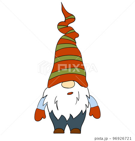 Cartoon Christmas gnome. Vector illustration of cute dwarfs on a white background 96926721