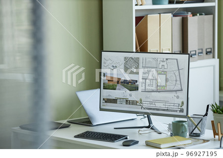 Background image of architects workplace 96927195
