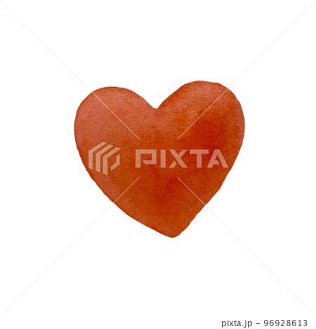Light red heart watercolor illustration hand drawn 96928613