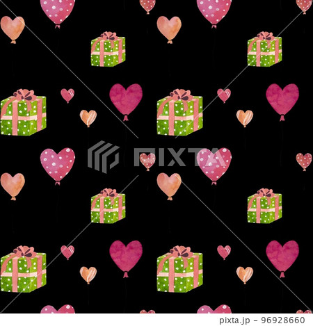 green gift box seamless watercolor black pattern green gift box seamless watercolor black pattern 96928660