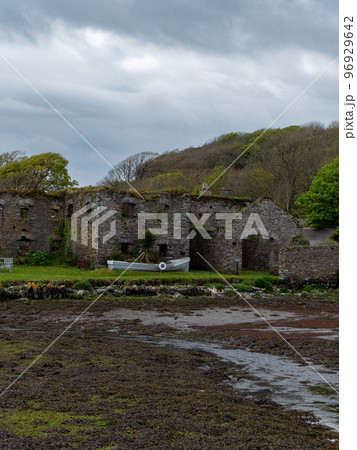 The ruins of Arundel grain store on the shore. An old stone building. Historical monument. Tourist attractions 96929642