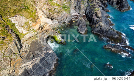 Beautiful shore. Turquoise sea water. Seaside landscape. Nature of Ireland. Landscapes of West Cork. View from above. 96929644