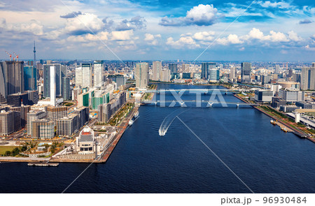 Aerial view of Odaiba Harbor in Tokyo, Japan 96930484