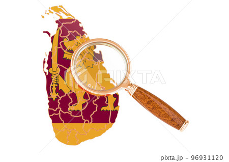 Sri Lanka under magnifying glass, analysis concept, 3D rendering 96931120