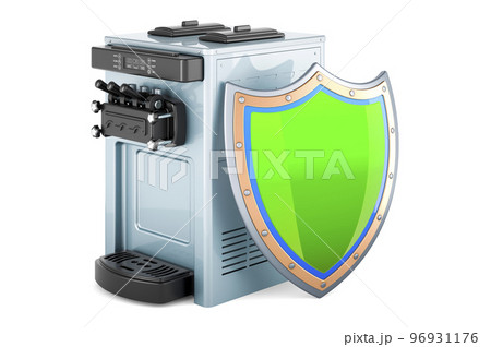 Commercial ice cream machine with shield, 3D rendering Commercial ice cream machine with shield, 3D rendering 96931176