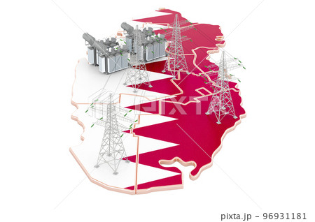 Electrical substations in Qatar, 3D rendering Electrical substations in Qatar, 3D rendering 96931181