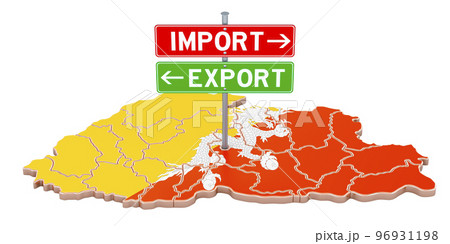 Import and export in Bhutan concept, 3D rendering 96931198