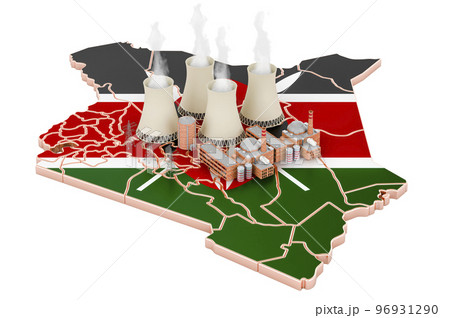 Nuclear power stations in Kenya, 3D rendering Nuclear power stations in Kenya, 3D rendering 96931290