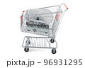 Shopping cart with slicing machine, 3D rendering 96931295