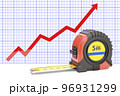 Tape measure with growing chart. 3D rendering 96931299