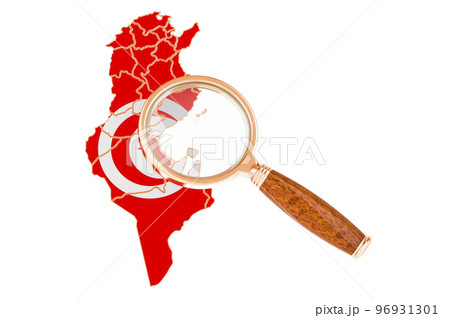Tunisia under magnifying glass, analysis concept, 3D rendering 96931301