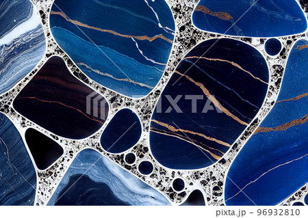 Ultramarine blue Lolite marble abstract background. Decorative acrylic paint pouring rock marble texture. Horizontal Ultramarine and navi blue geometric abstract pattern. 96932810