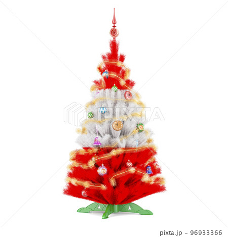 Austrian flag painted on the Christmas tree, 3D rendering 96933366