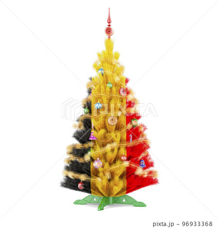 Belgian flag painted on the Christmas tree, 3D rendering 96933368