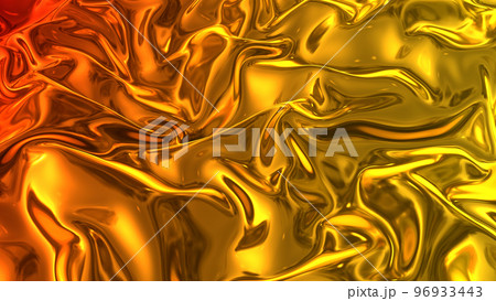 3D render beautiful folds of light shiny silk, like foil or metallic surface in full screen. Beautiful clean fabric background. Simple soft background with smooth folds like waves on a liquid surface. 96933443