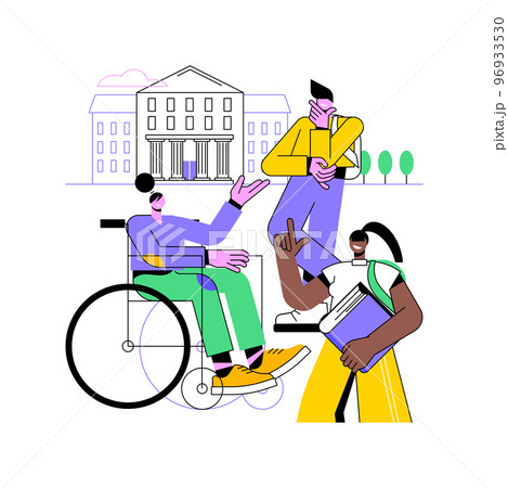 Before lecture isolated cartoon vector illustrations. Smiling teenagers talking before lecture, having fun at the university, educational process, modern student lifestyle vector cartoon. 96933530