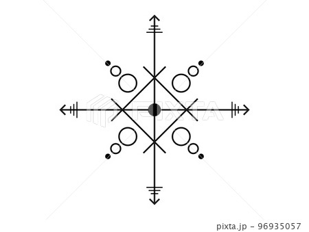 sacred seal of powerful energy, sigil for protection with geometric shapes and mystical arrows, vector black tattoo symbol isolated on white background sacred seal of powerful energy, sigil for protection with geometric shapes and mystical arrows, vector black tattoo symbol isolated on white background 96935057