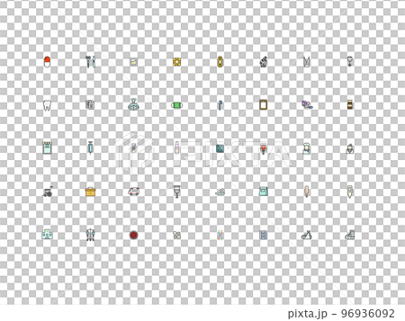 Mini color medical equipment icon set 96936092