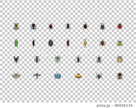 ミニ昆虫カラーイラストアイコンセット 96936134