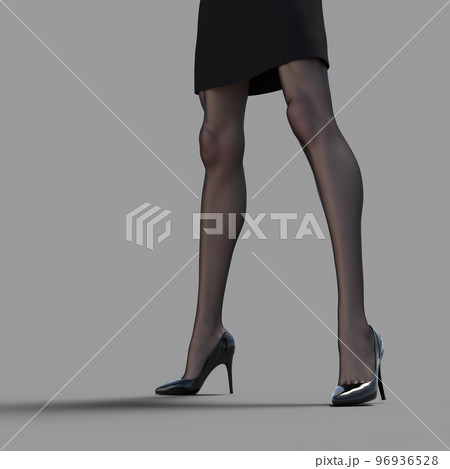 ストッキングを履いた女性の綺麗な足　perming3DCGイラスト素材 96936528