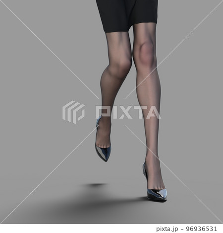 ストッキングを履いた女性の綺麗な足　perming3DCGイラスト素材 96936531