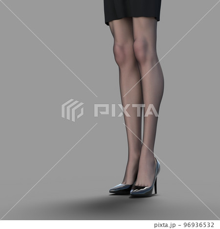 ストッキングを履いた女性の綺麗な足　perming3DCGイラスト素材 96936532