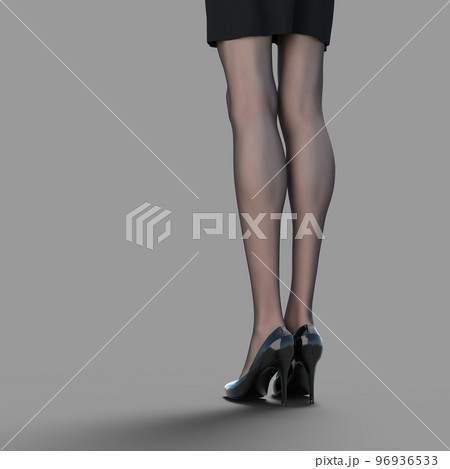ストッキングを履いた女性の綺麗な足　perming3DCGイラスト素材 96936533