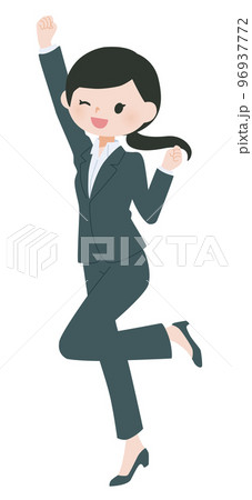 ガッツポーズで喜ぶビジネスウーマン 96937772