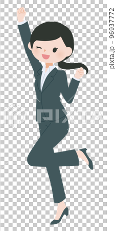 對膽量姿勢感到滿意的女商人 96937772