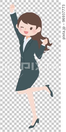 對膽量姿勢感到滿意的女商人 96937773